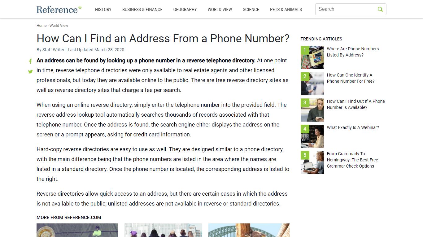 How Can I Find an Address From a Phone Number? - Reference.com